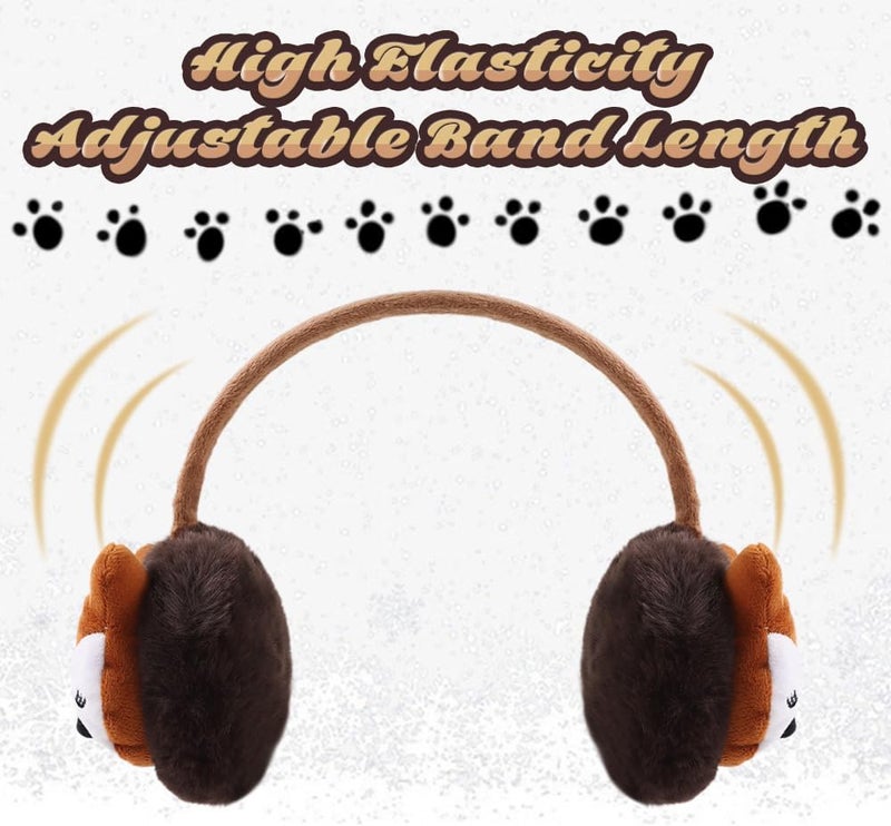 Peecabe Winter Kids Earmuffs Warm Girl Ear Muffs For Toddler Kid Children Earmuff with Cat Ears Girls Ear Warmer (Coffee Fox) - Image 3